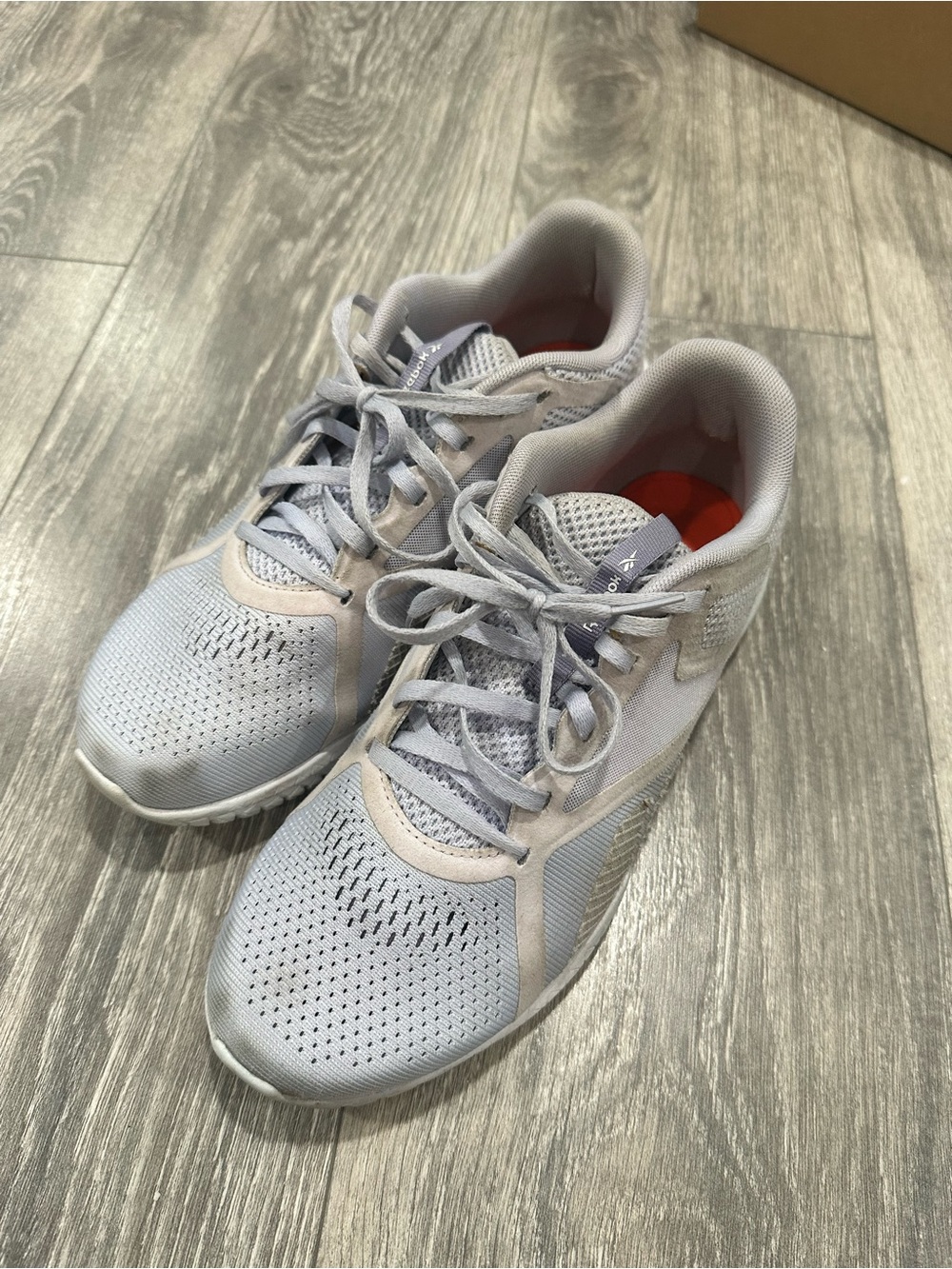 Reebok Lavender and White Mesh Athletic Sneakers